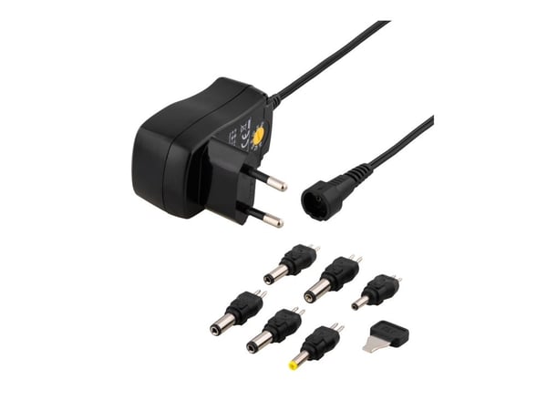 DELTACO PSR-06A - Strømadapter - AC 110-230 V - 7.2 watt - svart