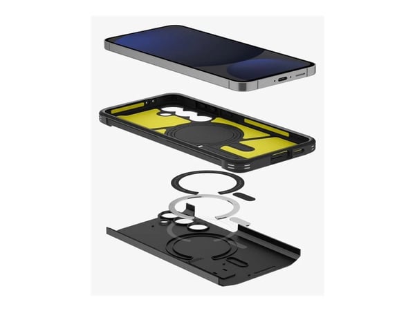 Spigen Tough Armor - Baksidedeksel for mobiltelefon - MagFit - polykarbonat, termoplast-polyuretan (TPU) - svart - for Samsung Galaxy S24 FE