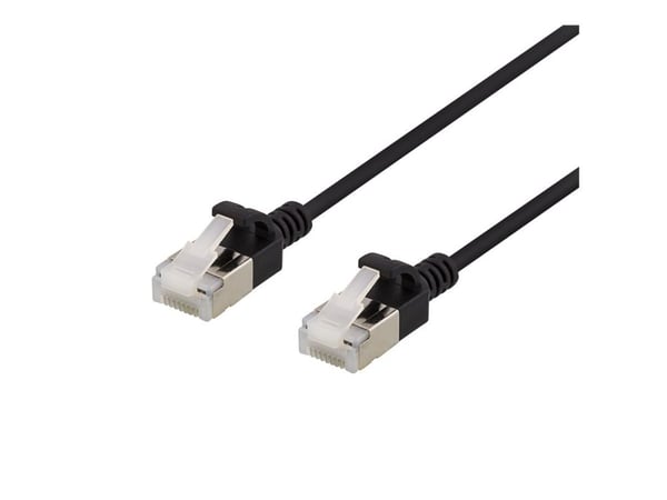 DELTACO - Liitäntäkaapeli - RJ-45 (uros) RJ-45 (uros) - 3 m - U/FTP - CAT 6a - halogeeniton, valettu, solmuvapaa - musta - musta