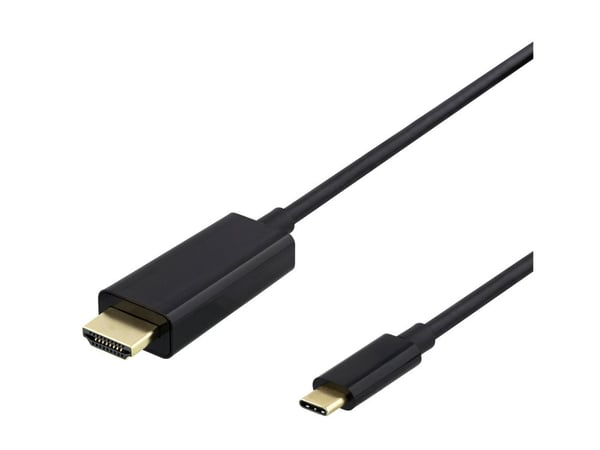 DELTACO - Adapterkabel - 24 pin USB-C hann til HDMI hann - 2 m - svart - 4K 60Hz støtte