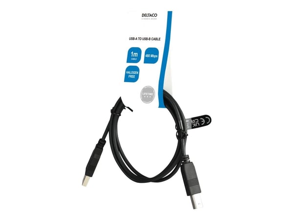 DELTACO - USB-kabel - USB (hann) til USB-type B (hann) - USB 2.0 - 1 m - svart