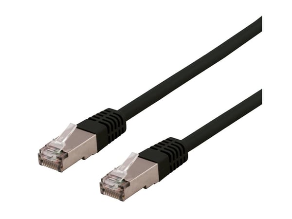 DELTACO SFTP-615SH - Koppeledning - RJ-45 (hann) til RJ-45 (hann) - 15 m - SFTP - CAT 6 - halogenfri, formet - svart