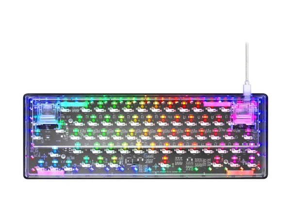 DELTACO GAMING DK460 - Tangentbord - varmbytbara switchar - 65% - bakgrundsbelysning - USB - QWERTY - amerikansk - tangentbrytare: KTT - transparent