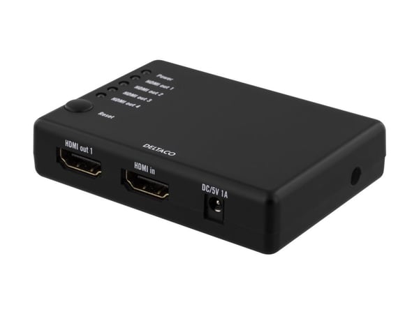 DELTACO HDMI-7051 - Video/lyd-splitter - 4 x HDMI - stasjonær