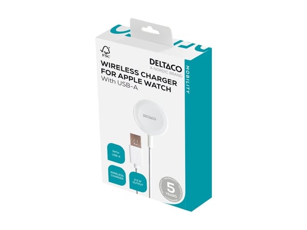 Apple Watch-lader DELTACO, USB-A, 1 m fast kabel / 1902103