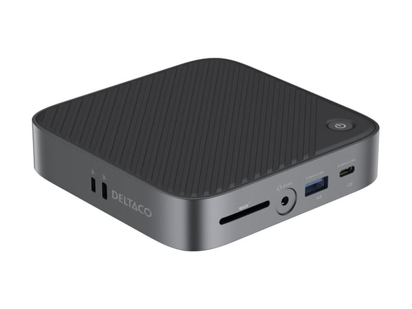 DELTACO - Dockningsstation - USB-C - 2 x HDMI - 1GbE