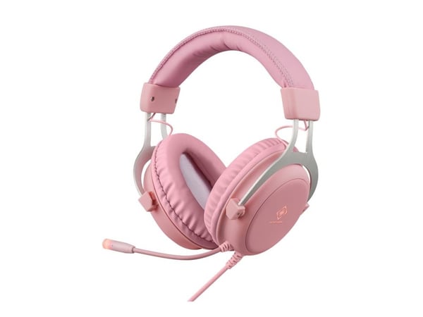 DELTACO GAMING Pink Line PH85 - Hodesett - full størrelse - kablet - 3,5 mm jakk - rosa