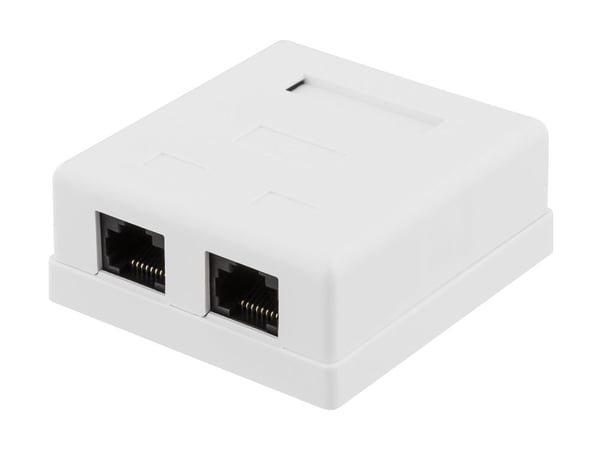 DELTACO VR-219 - Pinta-asennusliitin - pinta-asennettava - CAT 6 - UTP - RJ-45 X 2 - valkoinen