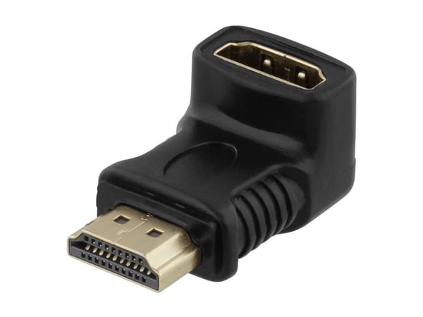 DELTACO HDMI-14G - HDMI-adapter - HDMI hann til HDMI hunn - svart - vinklet