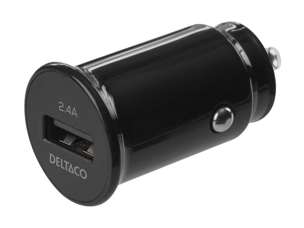 DELTACO USB-CAR123 - Bilstrømadapter - 12 watt - 2.4 A (USB) - svart