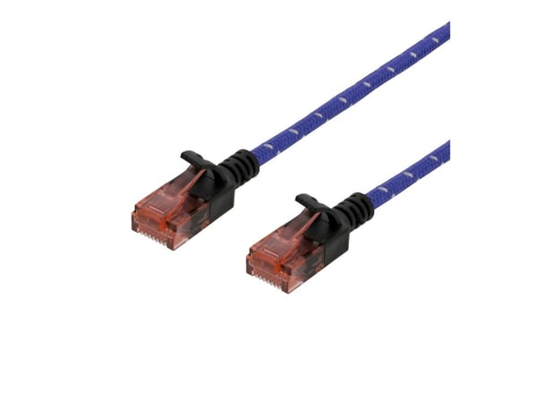 DELTACO - Koblingskabel - RJ-45 (hann) til RJ-45 (hann) - 50 cm - UTP - CAT 6a - formstøpt, uten hindringer, flertrådet - hvit, blå