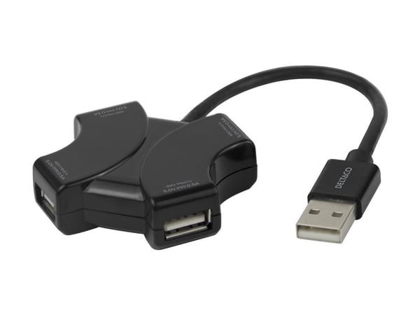 DELTACO - Hub - 480 Mbps - 4 x USB - stasjonær