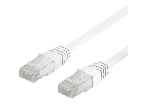 DELTACO - Koblingskabel - RJ-45 (hann) til RJ-45 (hann) - 30 cm - 6.3 mm - UTP - CAT 6 - med støvel, halogenfri - hvit (en pakke 50)