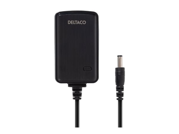 DELTACO - Strømadapter - 12V DC, 2A - AC 100-240 V - 24 watt - svart