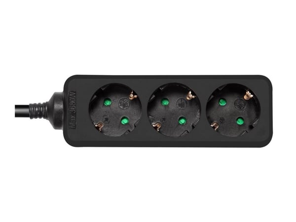 Deltaco Earthed power strip 3x CEE 7/3 1x CEE 7/7 1.5m, 1,5 m, Sisätila, Tyyppi F, Type EF (CEE 7/7), Kulmikas, Musta