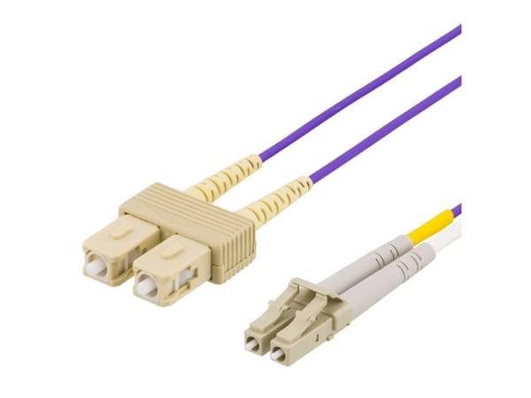 DELTACO LCSC-702 - Nettverkskabel - LC multimodus (hann) til ST flermodus (hann) - 2 m - 2 m - fiberoptisk - 50 / 125 mikroner - OM4 - purpur