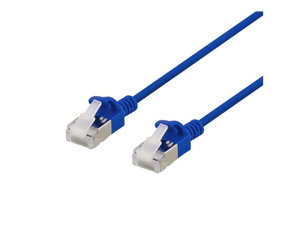 DELTACO - Koblingskabel - RJ-45 (hann) til RJ-45 (hann) - 1 m - U/FTP - CAT 6a - halogenfri, formstøpt, uten hindringer - blå