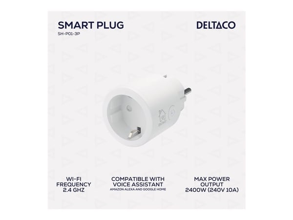 DELTACO SH-P01 - Smart plug - langaton - 802.11b/g/n - 2,4 Ghz - valkoinen (3 kpl pakkaus)