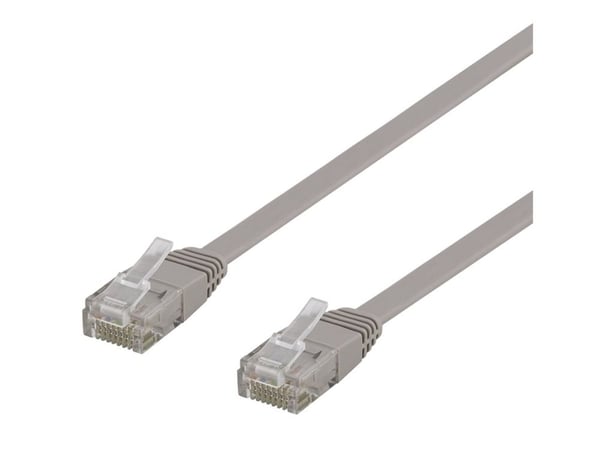 DELTACO - Koblingskabel - RJ-45 (hann) til RJ-45 (hann) - 30 cm - UTP - CAT 6a - flat - grå