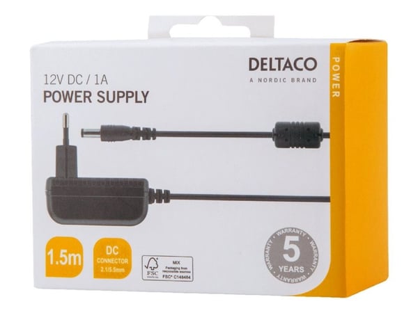 DELTACO - Strömadapter - AC 100-240 V - svart