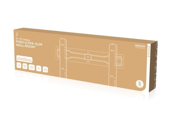 DELTACO Office ARM-0150 - Ultra-Slim - brakett - fast - for LCD TV / kurvet LCD TV - plastikk, stål - matt svart - skjermstørrelse: 32"-55" - veggm...