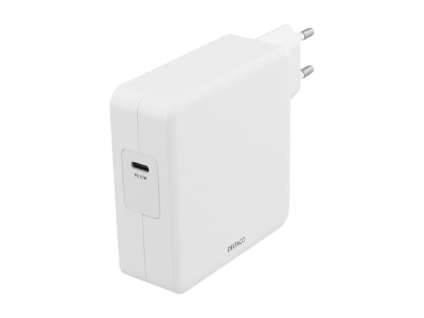 DELTACO USBC-AC117 - Strømadapter - 87 watt - Fast Charge, PD (24 pin USB-C) - hvit
