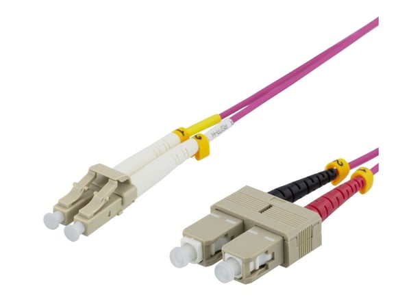 DELTACO LCSC-700 - Nettverkskabel - LC multimodus (hann) til SC flermodus (hann) - 0.5 m - fiberoptisk - 50 / 125 mikroner - OM4 - halogenfri