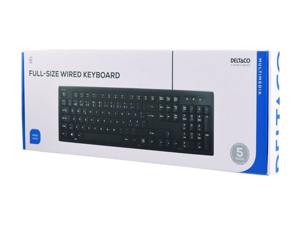 DELTACO TB-626 - Tastatur - USB - Nordisk - svart