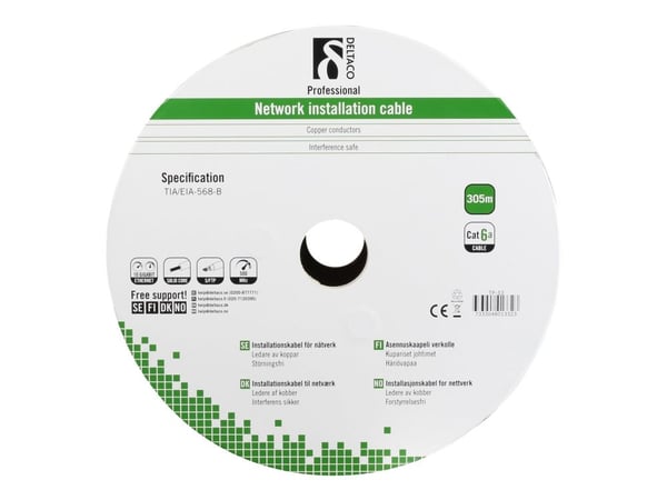 DELTACO - Bulkkabel - 305 m - SFTP - CAT 6a - lajittelu
