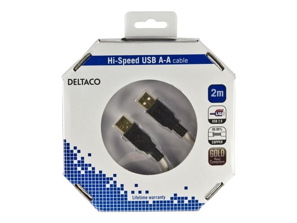 DELTACO - USB-kaapeli - USB (han) til USB (han) - USB 2.0 - 2 m - beige