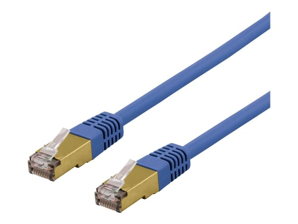 DELTACO - Koblingskabel - RJ-45 (hann) til RJ-45 (hann) - SFTP - CAT 6a - halogenfri, formstøpt - blå