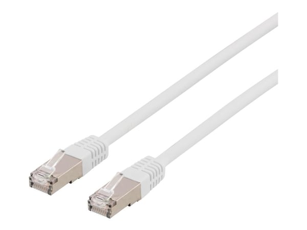 DELTACO - Koblingskabel - RJ-45 (hann) til RJ-45 (hann) - 5 m - foliebelagt uskjermet tvinnet kabelpar (F/UTP) - CAT 6a - halogenfri, formstøpt - hvit