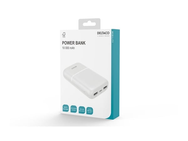 DELTACO ulkoinen akku 10 000 mAh, 2x USB-A, 1x USB-C / PB-C1005