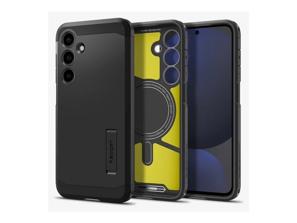 Spigen Tough Armor - Baksidedeksel for mobiltelefon - MagFit - polykarbonat, termoplast-polyuretan (TPU) - svart - for Samsung Galaxy S24 FE