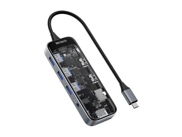 DELTACO - Dockningsstation - USB-C - HDMI - 1GbE