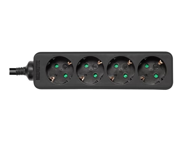 Deltaco GT-0422 grenuttak, 4 uttak, 5 m, svart