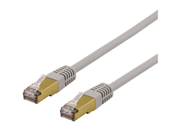 DELTACO SFTP-65AH - Koblingskabel - RJ-45 (hann) til RJ-45 (hann) - SFTP - CAT 6a - halogenfri, formstøpt - grå