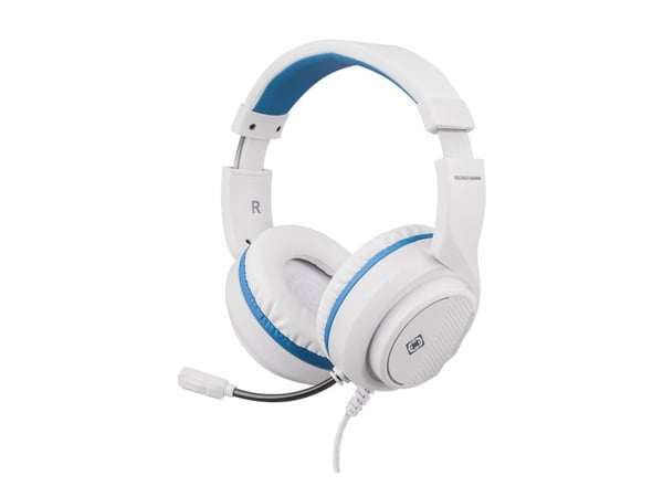 DELTACO GAMING GAM-127-W - Hodesett - full størrelse - kablet - 3,5 mm jakk - hvit, blå - for Sony PlayStation 5