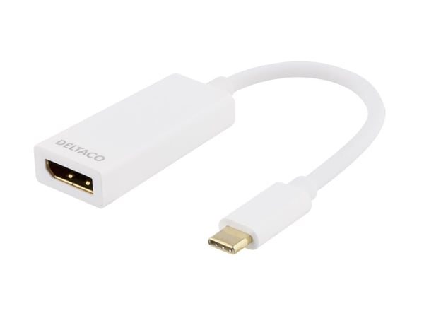 DELTACO USBC-DP1 - Ekstern videoadapter - USB-C 3.1 - DisplayPort - hvit