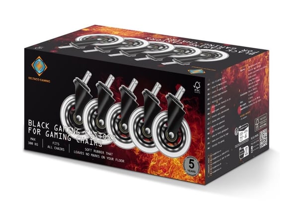 DELTACO GAMING - Hjul - 7.62 cm - svart (en pakke 5) DELTACO GAMING - Hjul - 7.62 cm - svart (en pakke 5)
