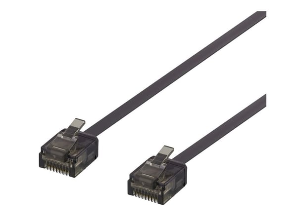 DELTACO - Koppeledning - RJ-45 (hann) til RJ-45 (hann) - 1,5 m - UTP - CAT 6a - halogenfri, formet, flat - svart