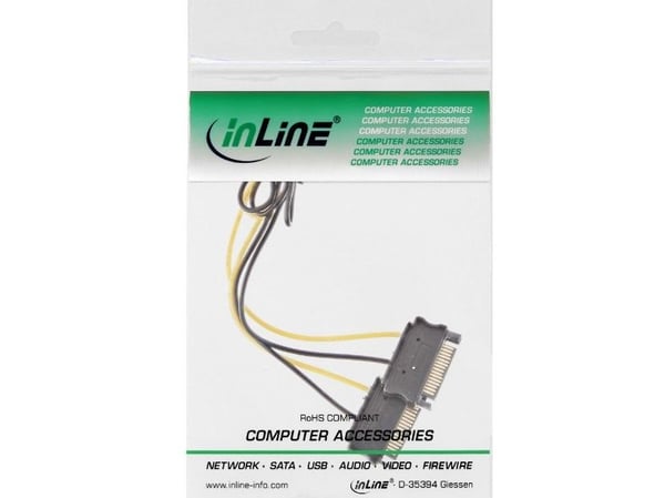 InLine 26628D, 2 x SATA 155-pin, PCI-E (8-pin), 0,15 m, Hankjønn, Hunkjønn, Rett