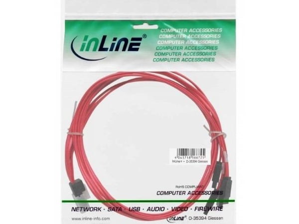 InLine 27610C, 0,5 m, Mini SAS SFF-8087 male, 4x SATA, Hankjønn/hankjønn, Rød, 48 g