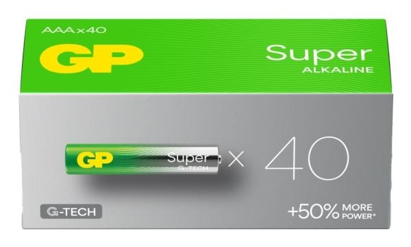 GP Batteries Super Alkaline 8716778921011, Kertakäyttöinen akku, AAA, Alkali, 1,5 V, 40 kpl, 10,5 mm