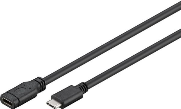 MicroConnect - USB-förlängningskabel - 24 pin USB-C (hane) rak till 24 pin USB-C (hona) rak - USB 3.2 Gen 1 - 50 cm - svart, silver