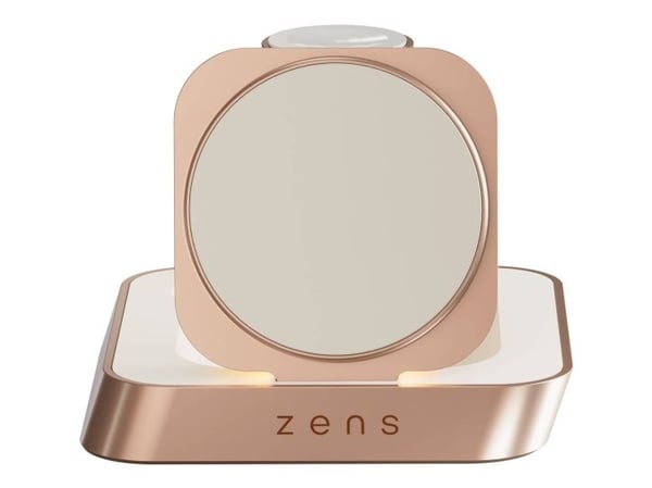 ZENS Nightstand Charger Pro 2 - Limited Edition - trådløst ladestativ + AC-strømadapter - 20 watt - Apple Fast Charge - kobber, hvit