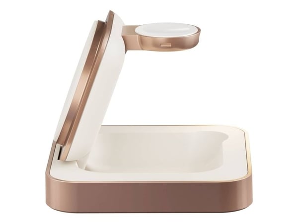 ZENS Nightstand Charger Pro 2 - Limited Edition - trådløst ladestativ + AC-strømadapter - 20 watt - Apple Fast Charge - kobber, hvit