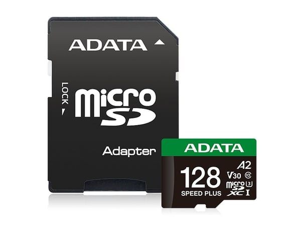 ADATA Speed Plus MicroSDXC-kort 128 GB Klasse 3 UHS-I/U3 A2 V30 (UD128GUI3V30A2SP-RA1)