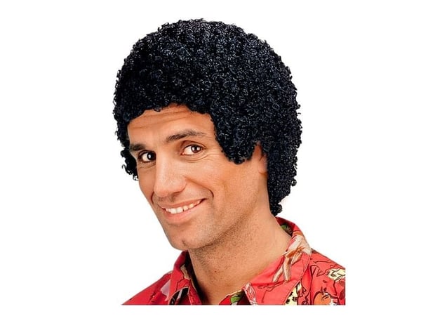 Lyhyt musta afro peruukki