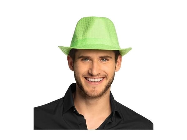 Neongrön hatt med paljetter